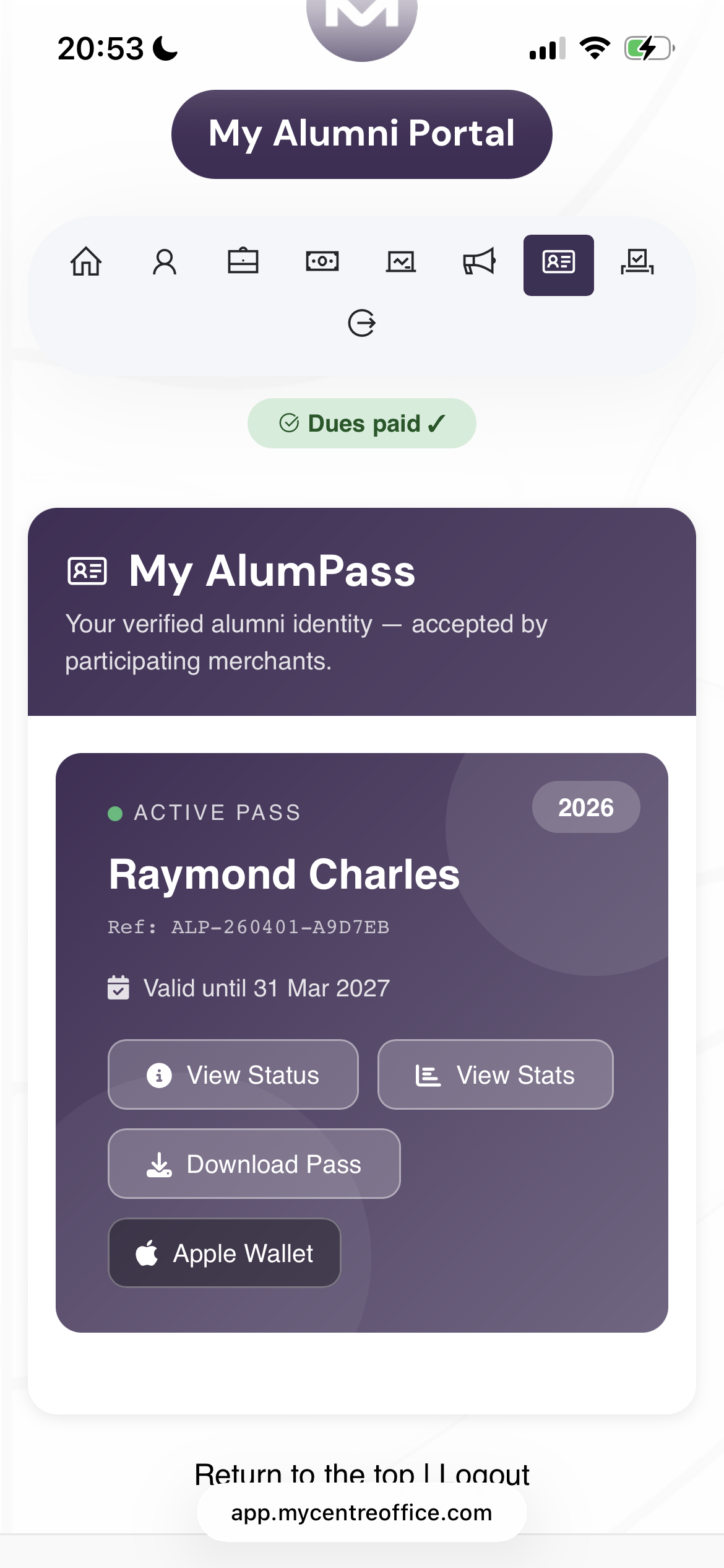 Active pass dashboard