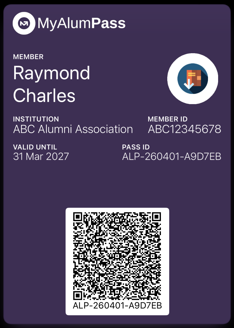 MyAlumPass member QR code