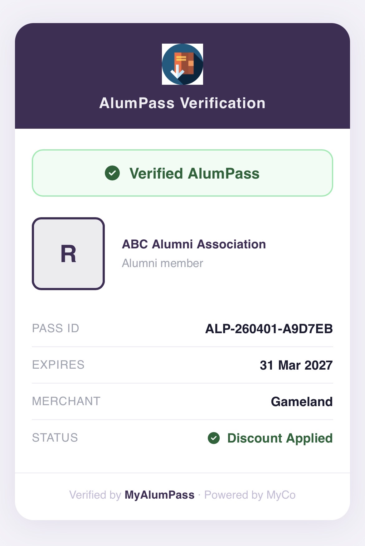 Verification confirmed screen